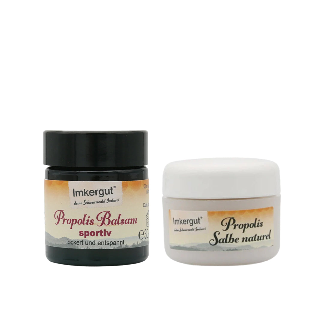 Propolis DuoCare „Starkes Doppel“ mit Propolis Salbe naturel und Propolis Balsam sportiv