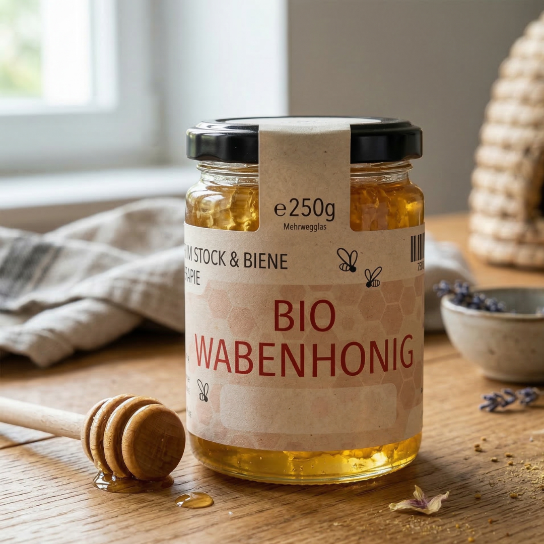 Bio-Wabenhonig 250 g im Glas – weitere Ansicht
