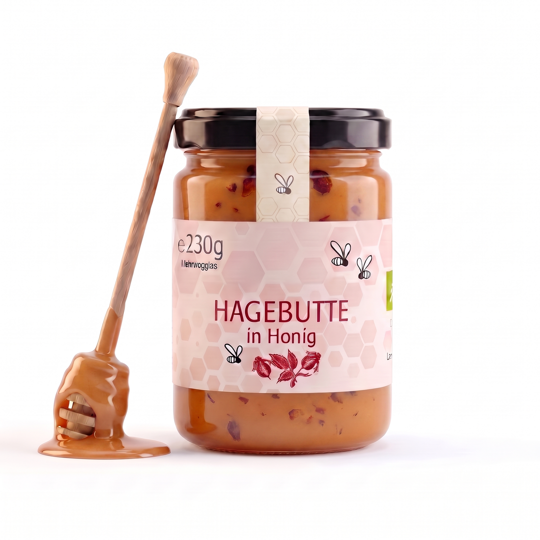 Hagebutte in Bio Honig, 230 g im Glas