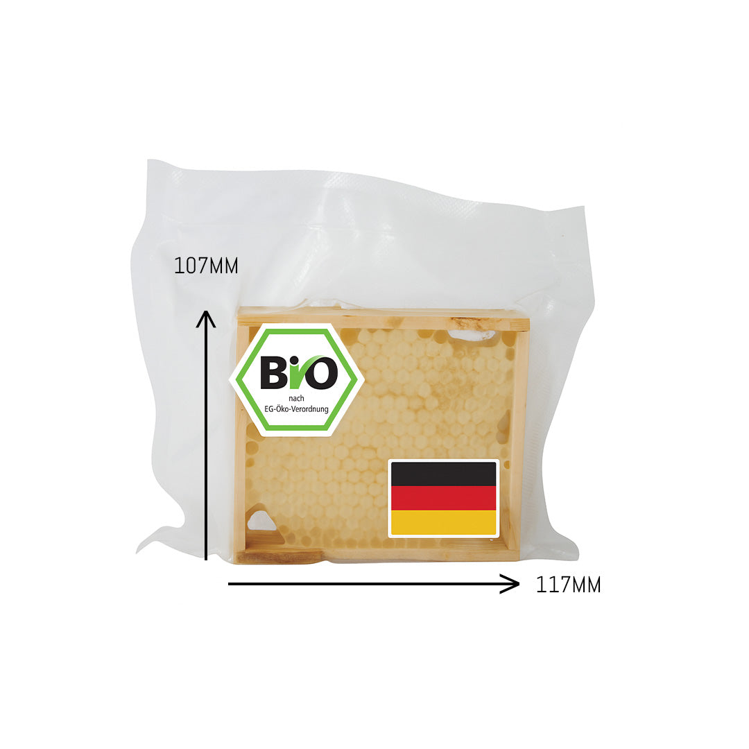 Bio Wabenhonig kleines Holzrähmchen – Maßangaben und Größenübersicht