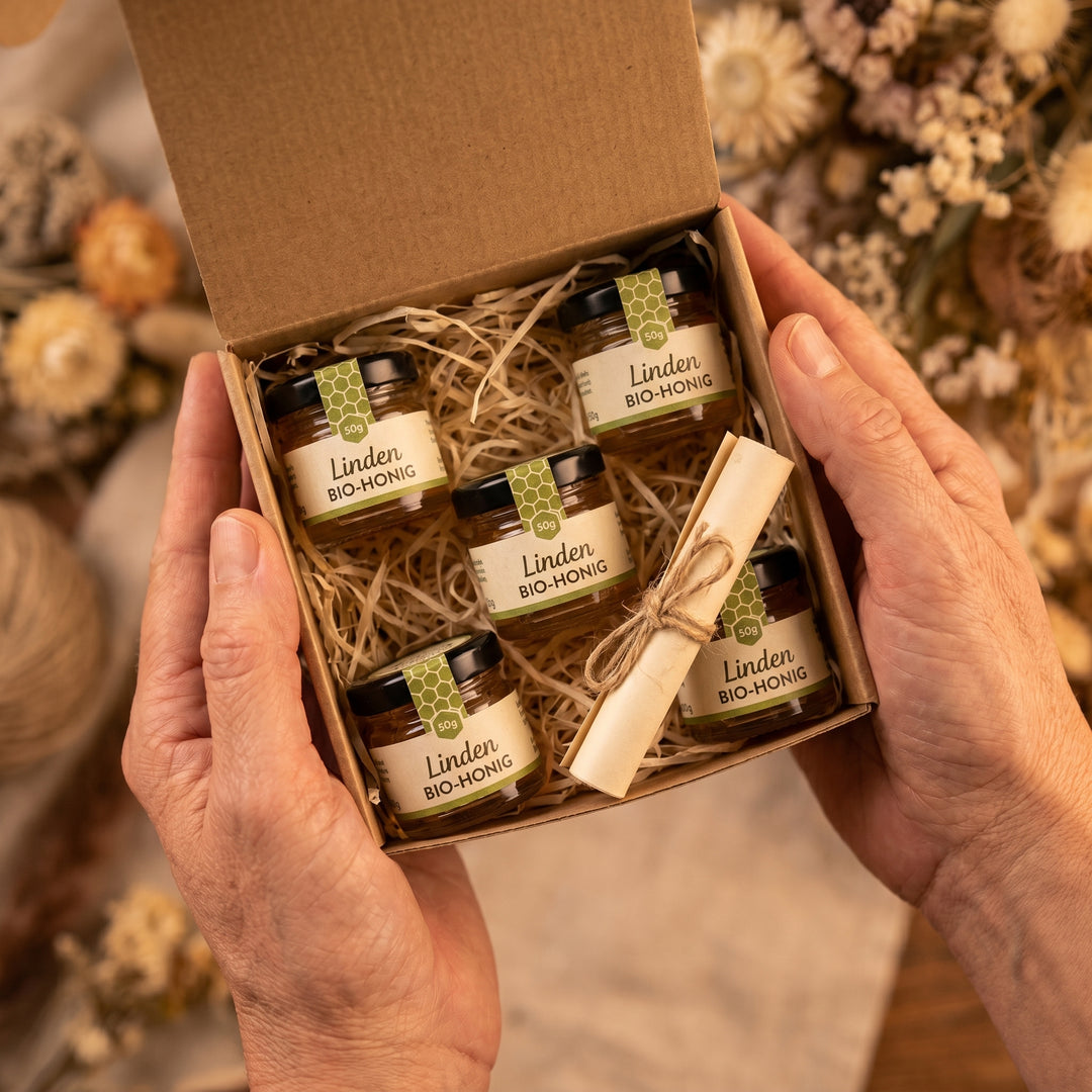 Bienenpatenschaft Sammelbiene – Geschenkbox mit Honig