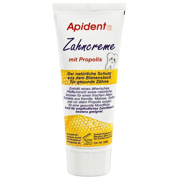 Apident Zahncreme mit Propolis 75 ml – ohne Fluorid und Titandioxid, mit Kamille, Melisse und Salbei