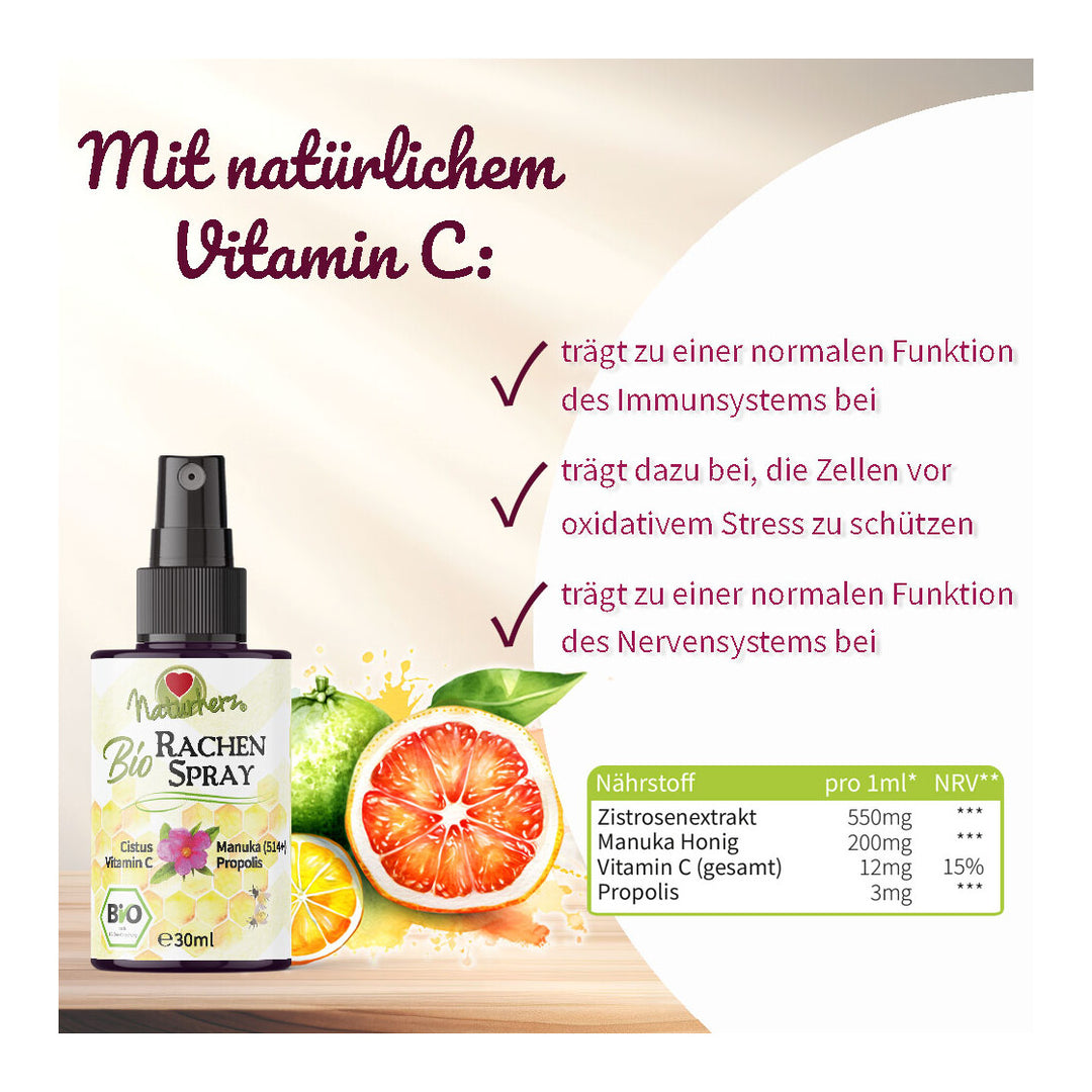 Bio Rachenspray mit Cistus, Manuka, Vitamin C und Propolis – Ansicht 4